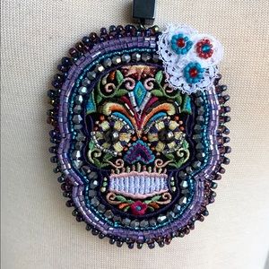 Sugar Skull Dia de Muertos Beaded Necklace